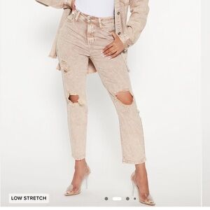 Stylish Tan Distressed Women Jeans